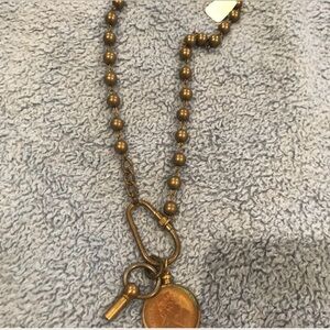 Erin Knight $238 design necklace-Swiss coin and metal tone antique looking..